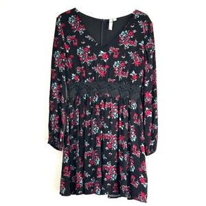 Black and Red Floral Fairy Festival Grunge Coastal Cowgirl Bohemian Boho Dress